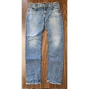 Silver Jeans Boyfriend Jeans Womens 33x29 Blue Distressed Denim W33 L29 G1